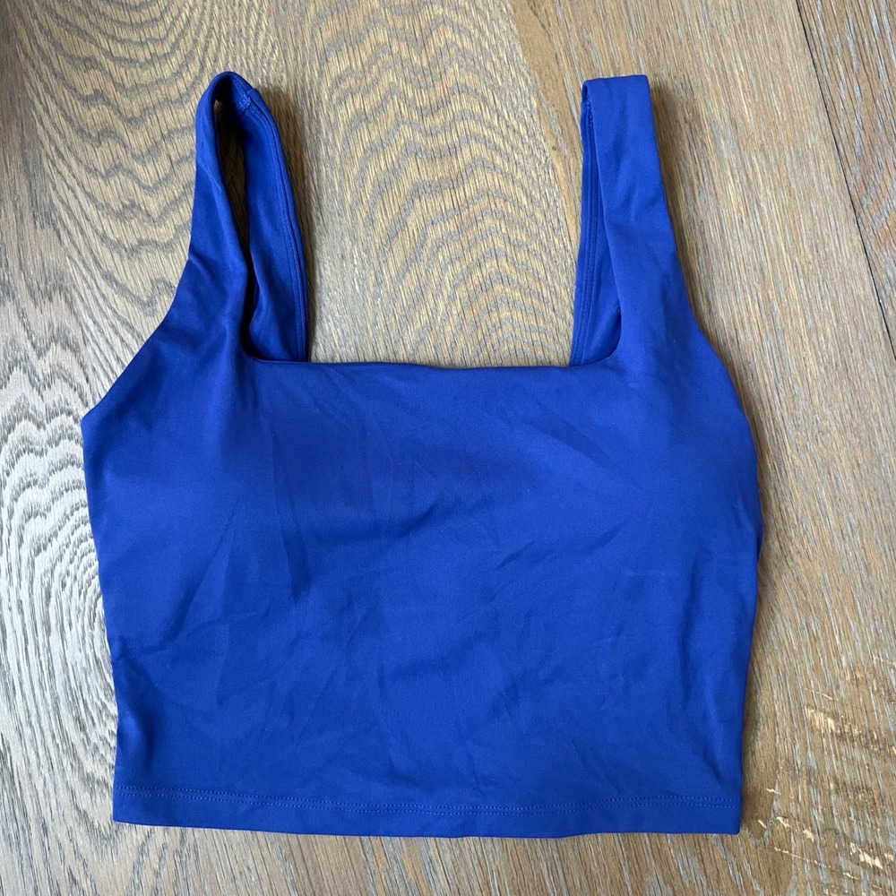 CRZYOGA Blue Square Neck‎ Sleeveless Cropped Activewear Top New